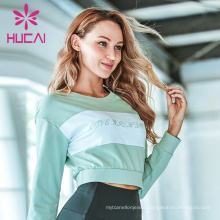 Custom Logo Sportswear Long Sleeve Round Neck Casual Crop Tops